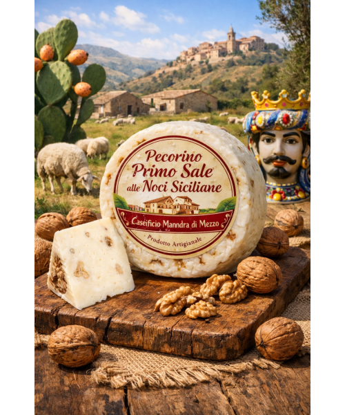 Pecorino Primo Sale aux noix de Sicile | Laiterie Mandra di Mezzo